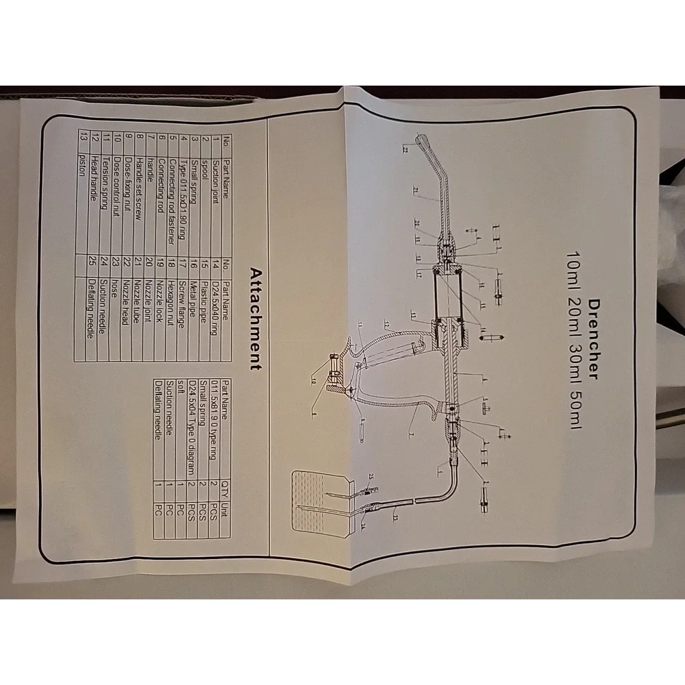 30ML‎ Veterinary Metal Drench Gun, Feeding Gun with adjustable Tank Drencher